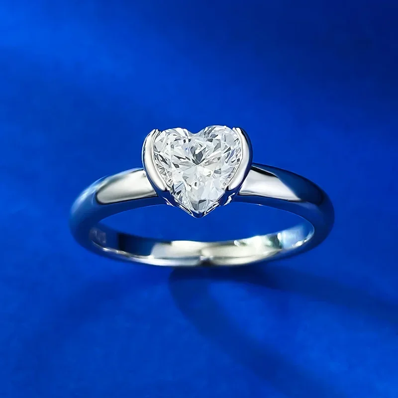 Qiaoer-女性のためのスパイクエンゲージリング,100% スターリングシルバー,6x6mmラボ,サファイアジェムストーン,ウェディングジュエリー,春,925