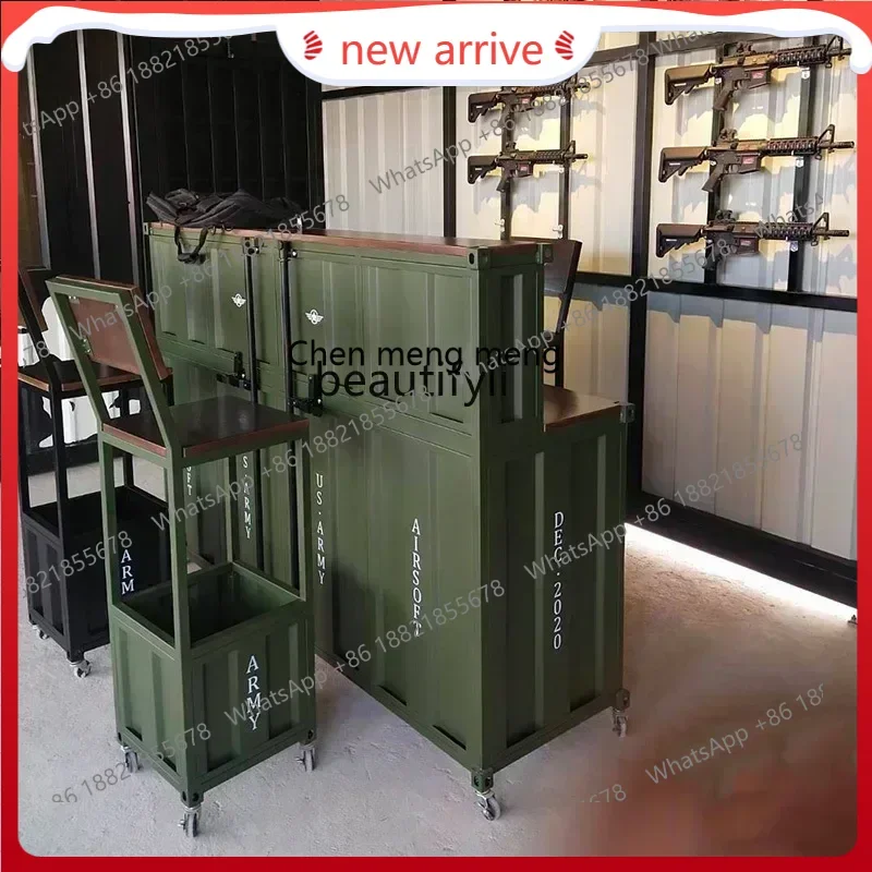 

SS new style Industrial wind container checkout page bar milk tea shop dining side gym display cabinetss 7486