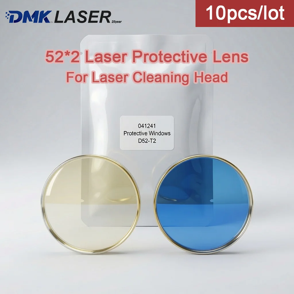 DMK 10PCS 52*2 Laser Protective Windows 52x2mm 6KW Quartz Lens D52 T2 for Pulse/Continuous Laser Cleaning Machine Gun Head