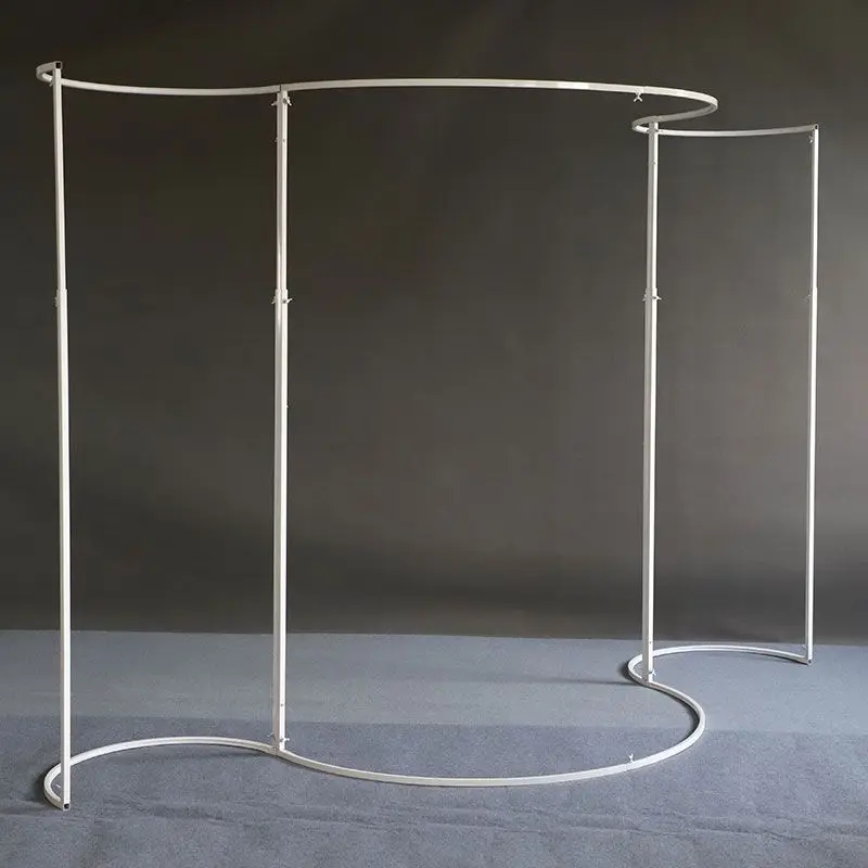S Shaped Round Curved Metal Background Stand With Acrylic Beads Curtain For Wedding Hall Stage Decoration