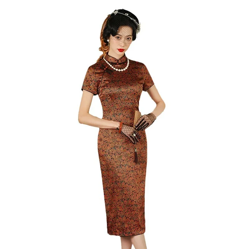 Group injCheongsam à manches courtes, tempérament de haute qualité, amélioré, 03/Wearable, Retro2024, printemps, nouveau, vieux Shanghai