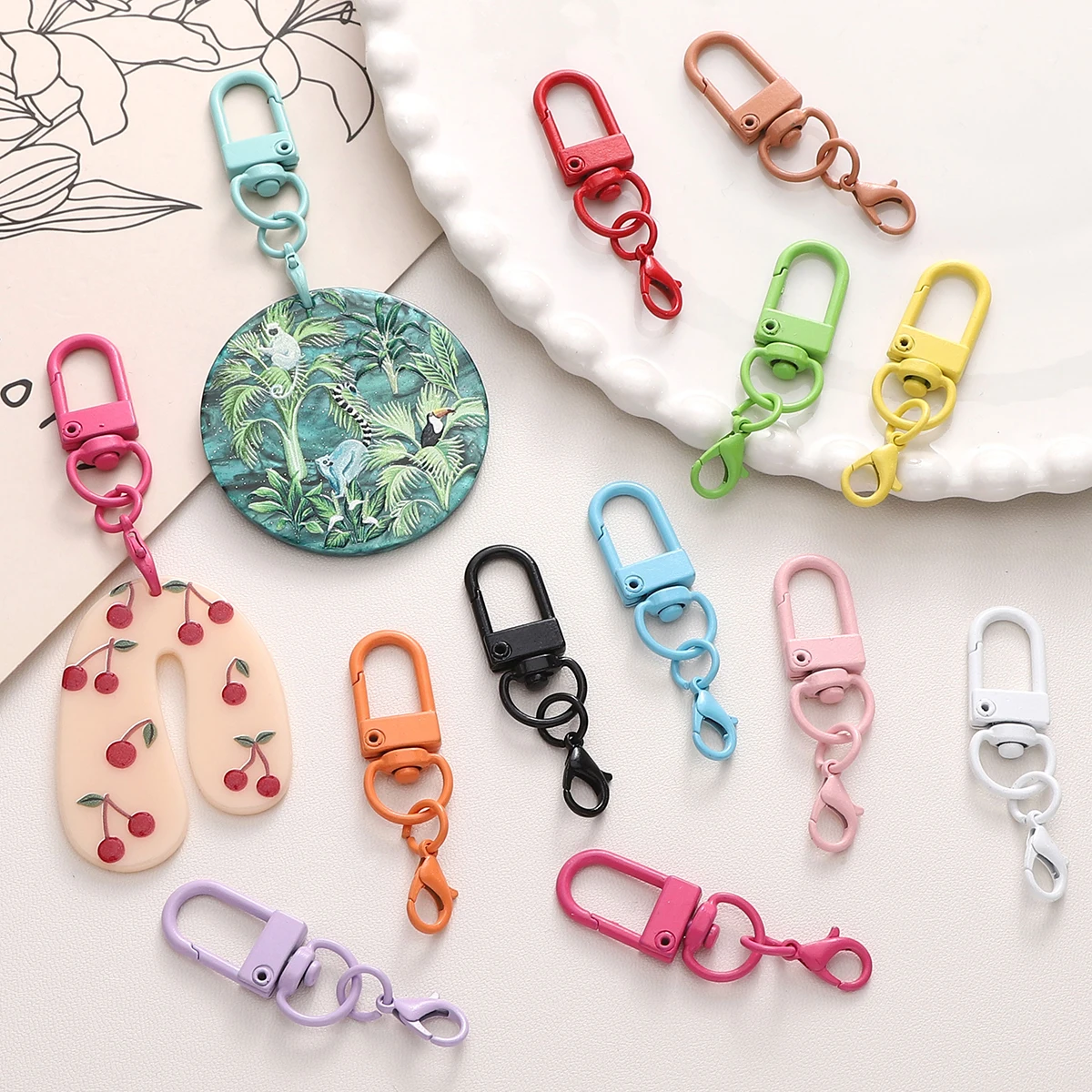 5-30Pcs Colorful Alloy Snap Lobster Clasp Hooks with 14mm Lobster Clasp for DIY Key Chain Bags Pendants Accessories Wholesale