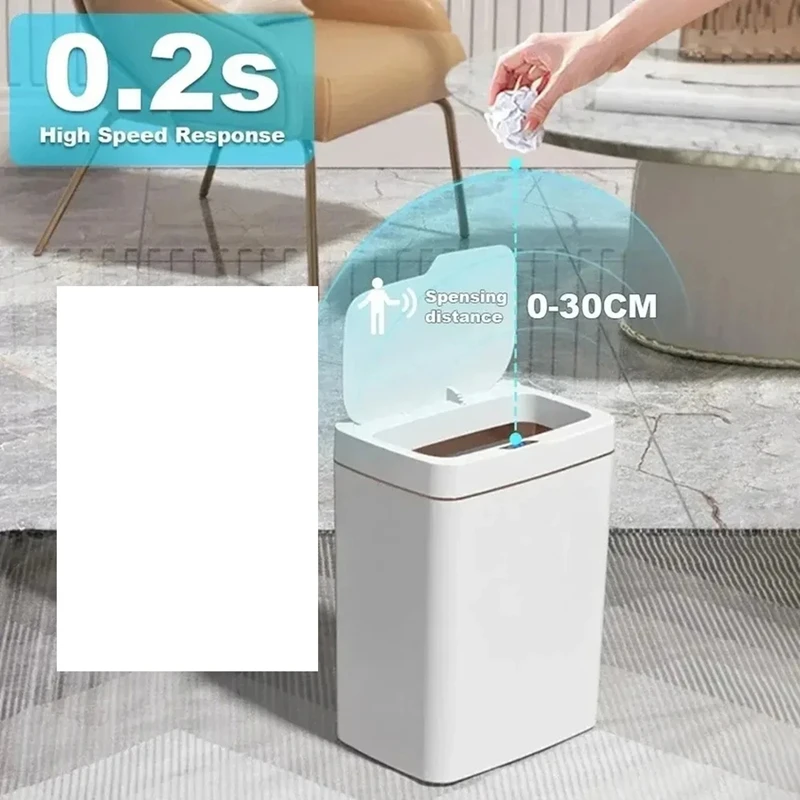 Intelligent Bathroom Trash Can Electronic Trash Can White Narrow Intelligent Sensing Dustbin Smart Home-FS-PHFU