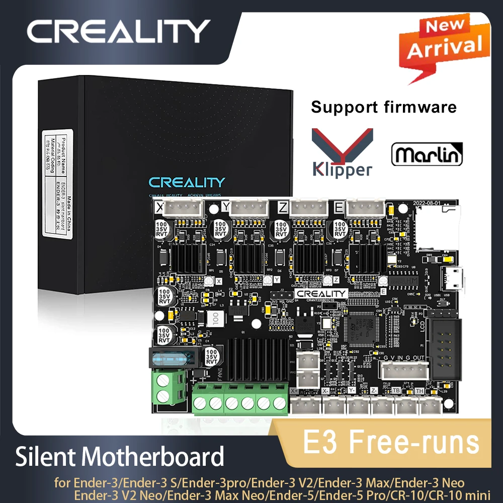 

CREALITY E3 Free-runs Silent Motherboard Upgrade kit 32bit ARM Cortex-M4 Support Marlin and Klipper Firmware Motor Drive TMC2209