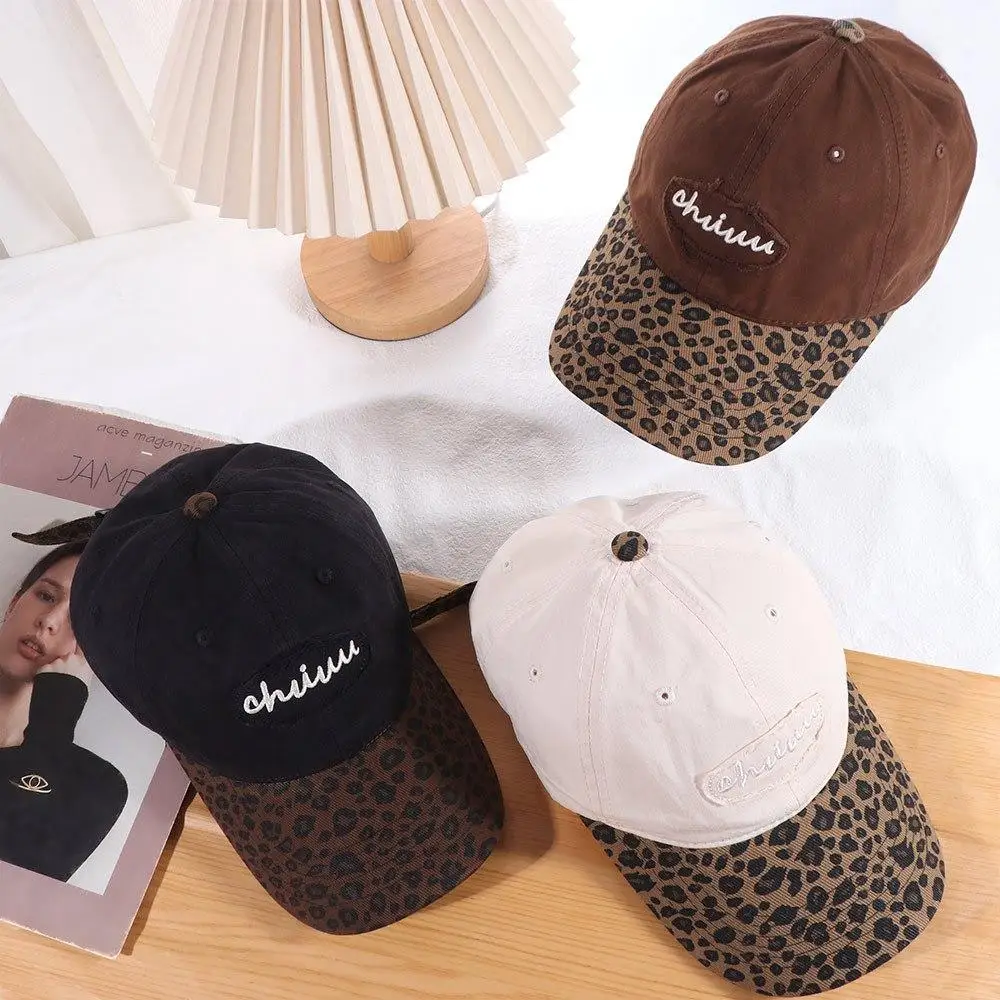 

Fashion Adjustable Leopard Baseball Hat Sunshade Cotton Embroidered Baseball Cap Casual Hip Hop Y2k Peaked Cap Teenagers