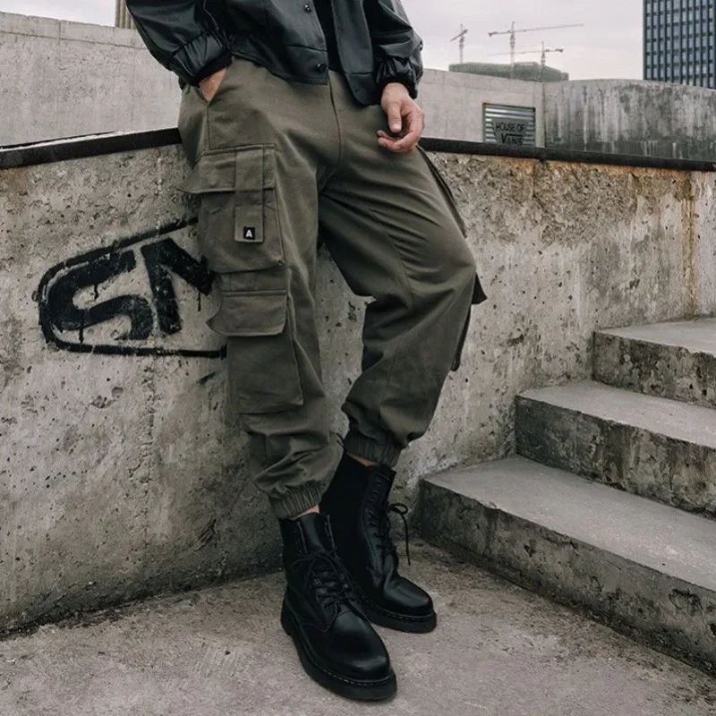 Pantalon Cargo Noir pour Homme, Sarouel de Moto, FjBiker, Vert Armée, Grande Taille, Techwear Baggy de Styliste, Street Long Y2k, Automne