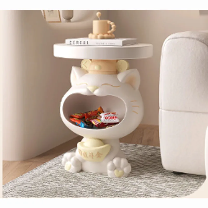 Cream Style Big Mouth Lucky Cat Storage Side Table Floor-standing Ornaments Cute Bedroom Sofa Side Living Room Home Decorations