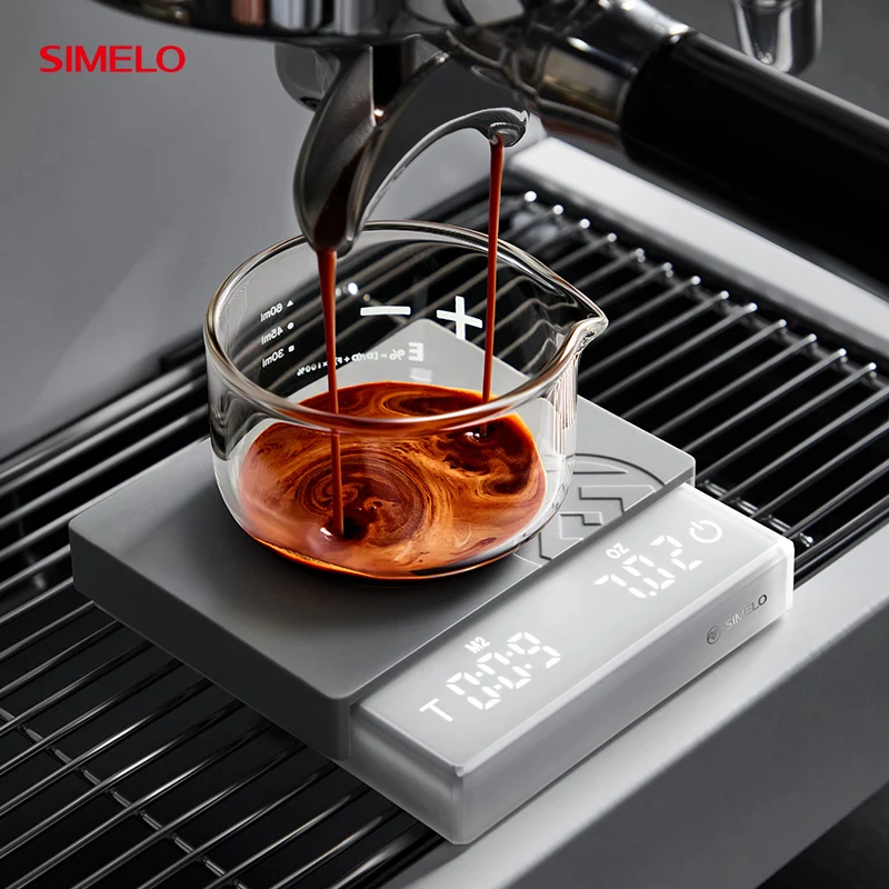 SIMELO white mini Intelligent Coffee bean Electronic Scale Hand Brewed Coffee Weighing Timer Rechargeable Kitchen digital Scale