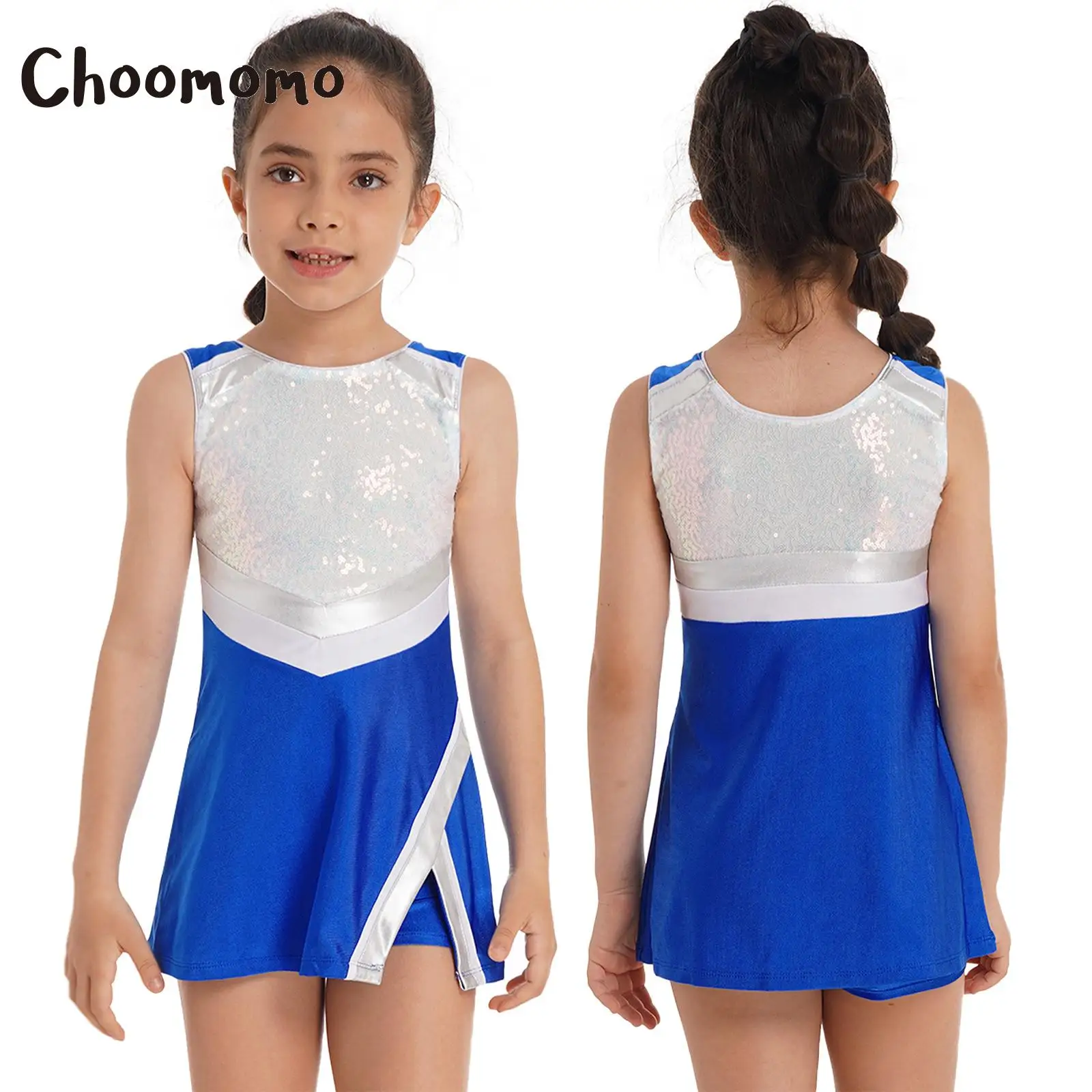 Kinderen Meisjes Cheerleading Jurk met Shorts Cheer Up Dans Uniform Outfits Kinderen Stuedent Cheer Leader Stage Performance Wear