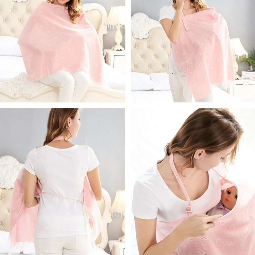 Print Breastfeeding Cover Double Layer Cotton Outdoor Nursing Cover Nursing Apron Adjustable Baby Stroller Blanket Mother