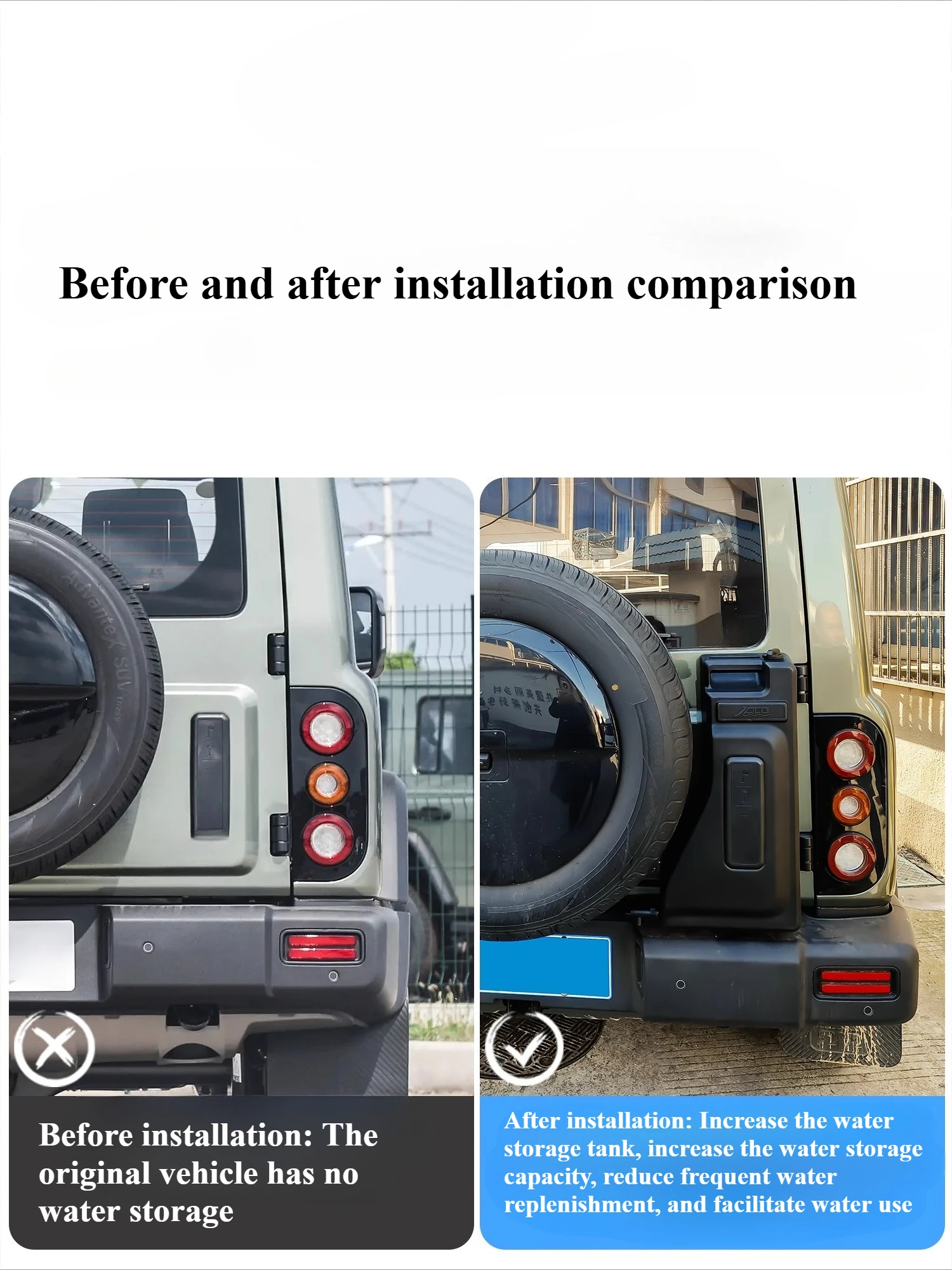 For BJ BAIC 212 T01 2025 2026 14L Tailgate Water Tank Modification Off-Road Tail Door Trunk Camping Water Bottle Accessories