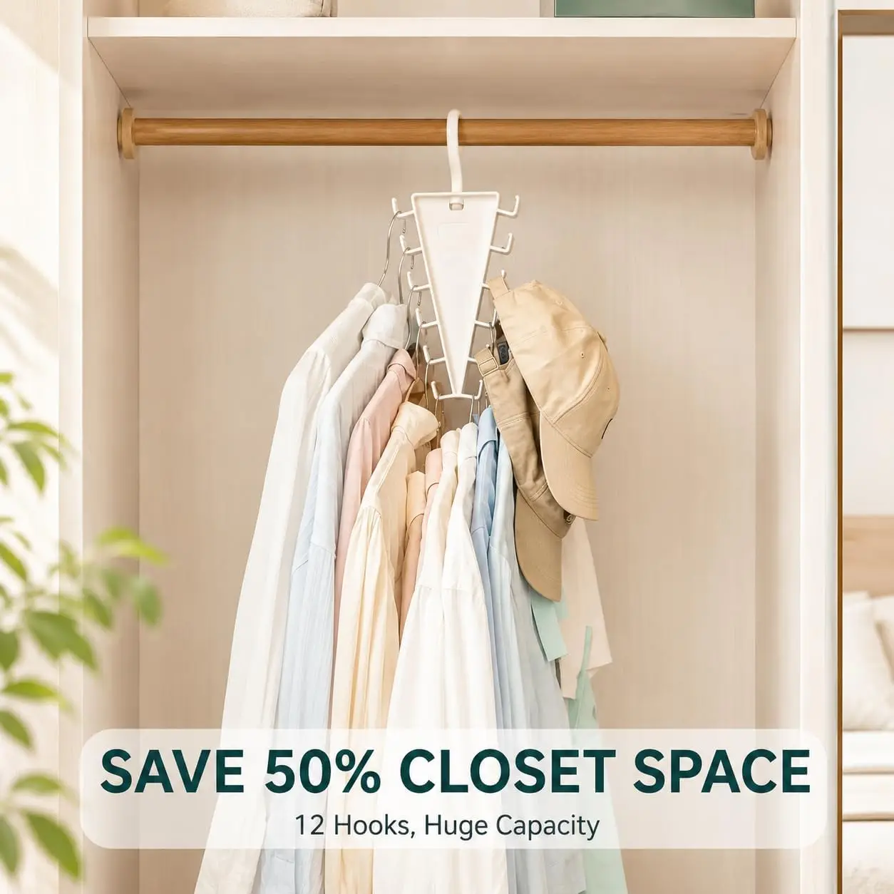 2/4/8Pcs V-Shape Multi Hook Closet Hanger Organizer 12 Hooks Space Saving Wardrobe Clothes Hanger for Storage Efficiency