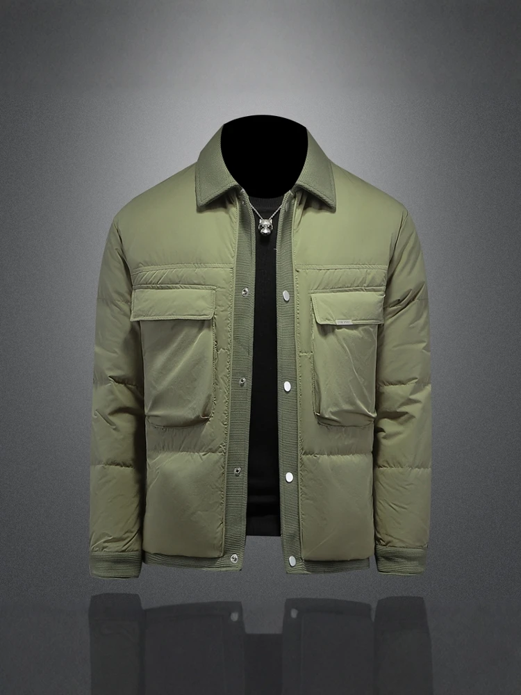 

Мужская утепленная куртка с воротником-стойкой, на белом пуху, теплая верхняя одежда, модный бренд, новая зимняя коллекция, деловой повседневный стиль