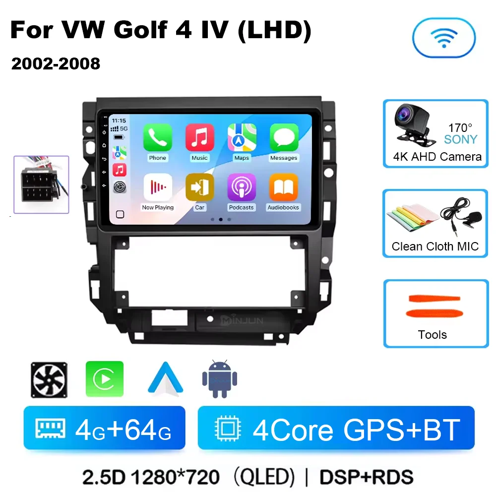 Android 15 Autoradio Voor Volkswagen VW Golf 4 Jetta MK4 Klassiekers Auto Multimedia Speler Stereo Carplay Auto Audio GPS Geen 2 DIN - afbeelding 1