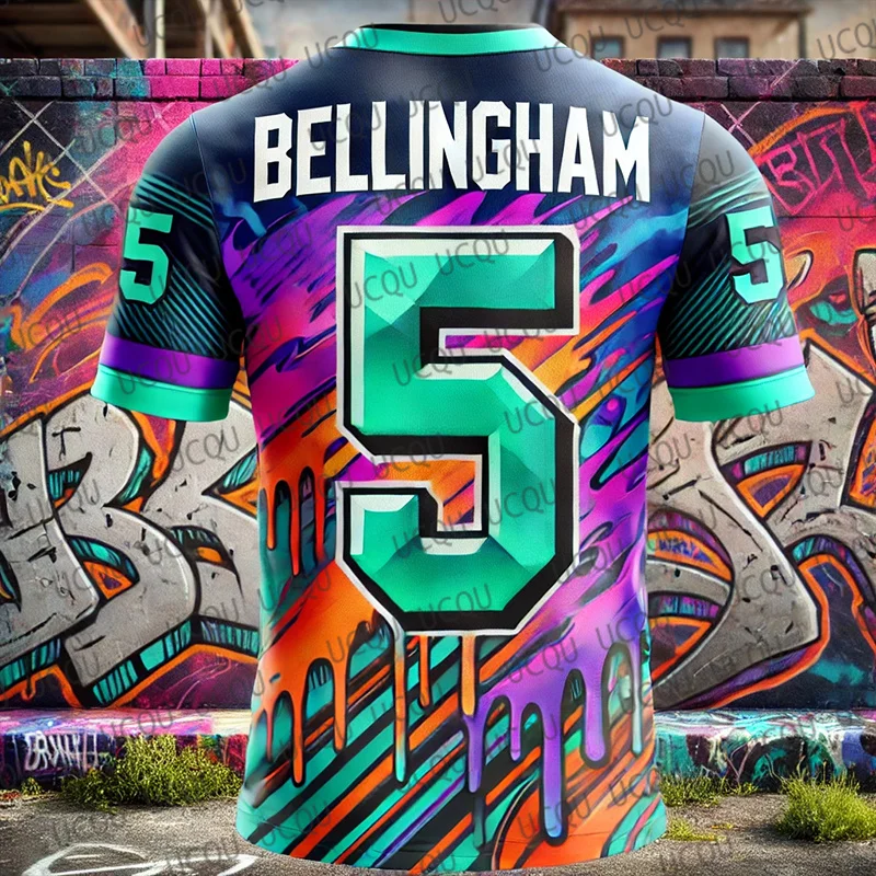 2025New Special Edition Graffiti Bellingham No.5 Football Jersey Fashion Training Uniform Breathable Oversize Men's Sport Tshirt