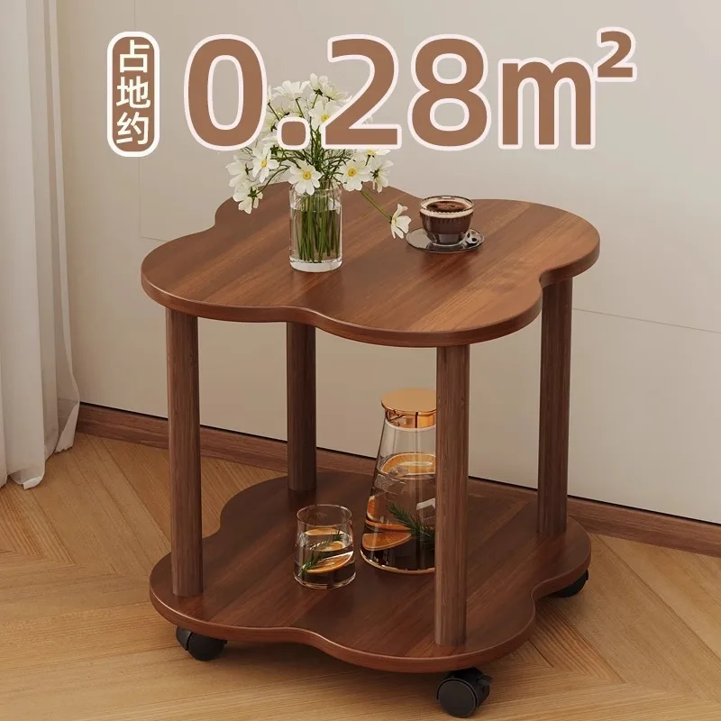 Coffee Tables Living Room Furniture Retro Movable Small Round Side Edge Table Minimalist Household Bedside Table Storage Rack