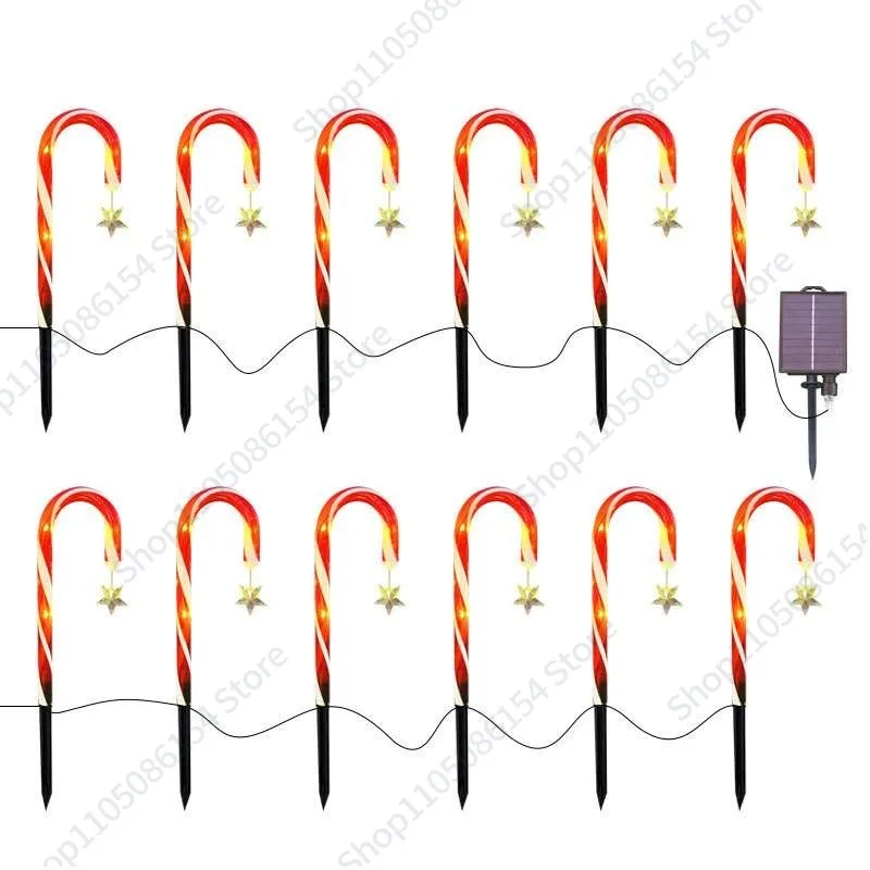 

Солнечный светильник для газона, светящиеся звезды, снежинка, трость, рождественский светильник, садовая вилла, декоративный напольный светильник с дистанционным управлением