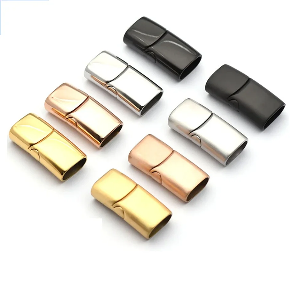 10piece Stainless Steel Magnetic Clasp Hole 10*5mm 12*6mm Leather Cord Clasps Magnet Lace Buckle for Bracelet DIY Jewelry Making