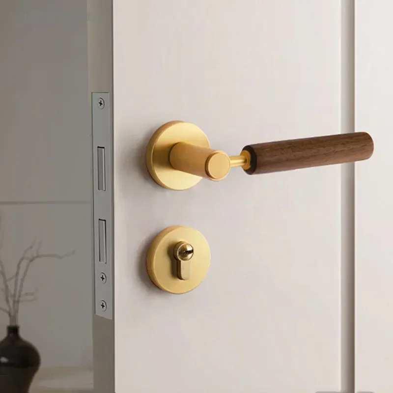 

High Quality Quiet Bedroom Door Lock Solid Wood Door Handle Deadbolt Lockset Indoor Magnetic Door Locks Home Hardware Fittings