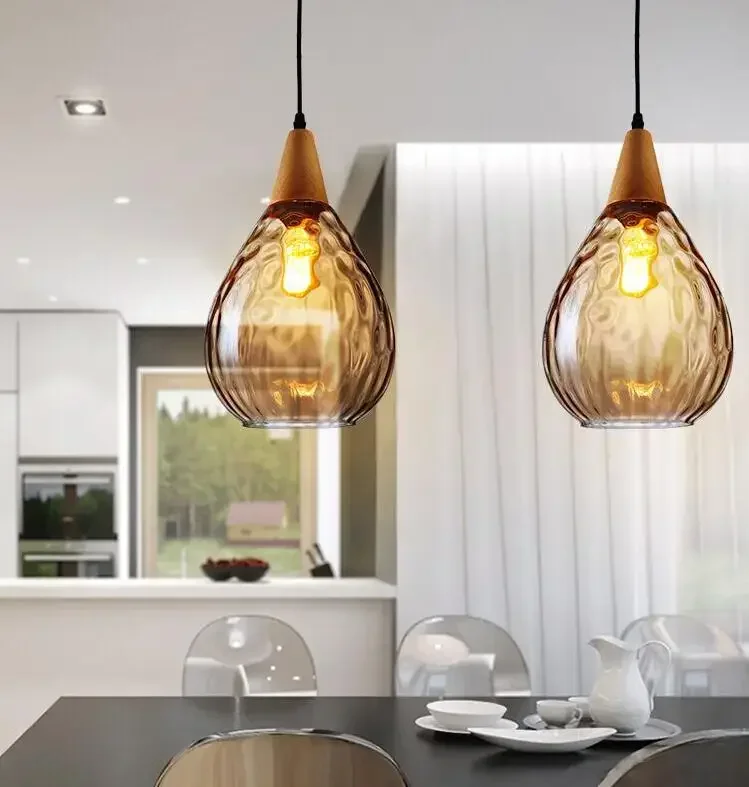 

Vintage LED Pendant Lamp Dinning Living Room Lights Glass Ball Hanging Light Fixtures Home Indoor Lighting Home Decor Lustre