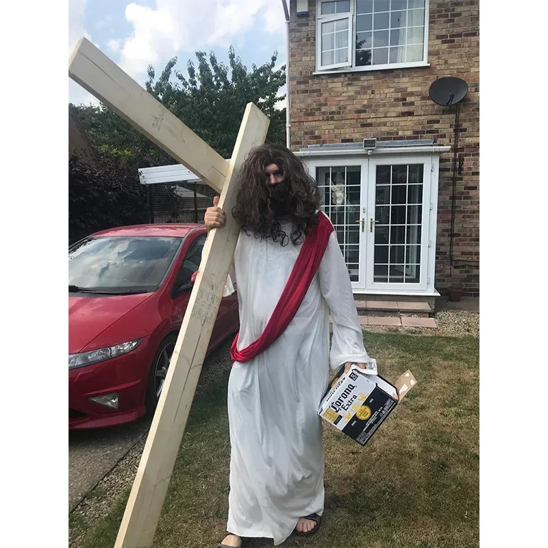 

asdh8@Jesus Cosplay Costume Adult Men Plus Costume Men Christ Costume Halloween RobeCOSda@