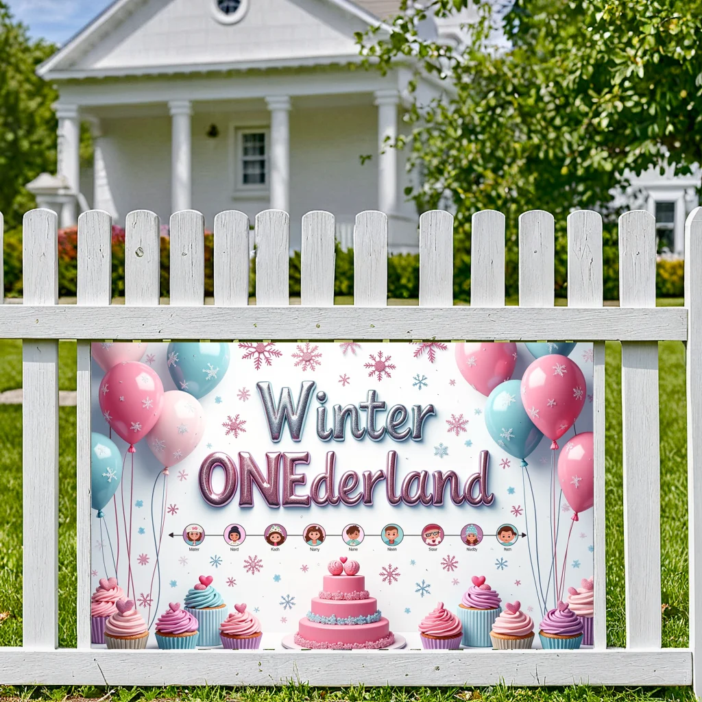 Winter Wonderland Party Decoration Background for First Birthday Photography Props Photo Backdrop Birthday Celebration Banner