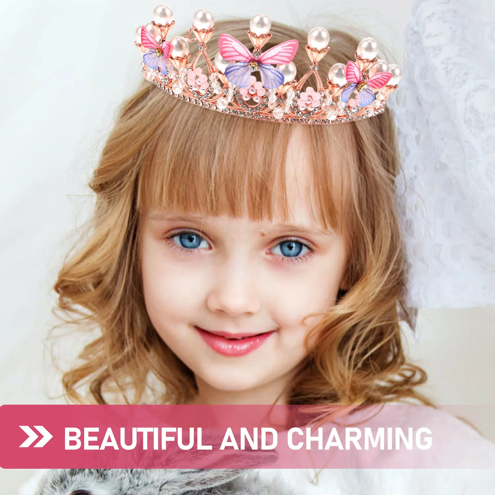 

Butterfly Crown Hair Hoop for Kids Girls Fashion Headdress Party Family Photo Accessory Comfortable Baby Shower Gift