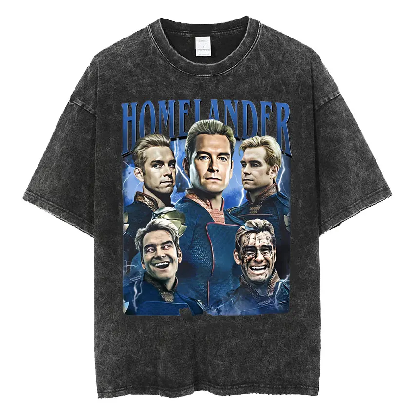 

Лимитированная винтажная футболка Homelander Era Tour с графическим принтом, мужская модная забавная классическая футболка с эффектом потертости, унисекс, готическая крутая футболка оверсайз