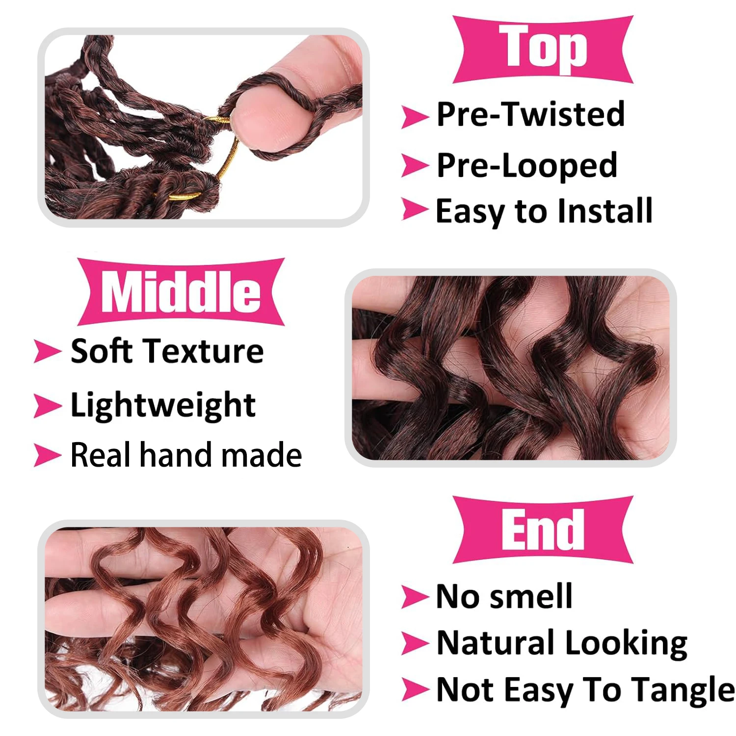 Gogo Curl Crochet Hair  Black Ocean Wave Crochet Hair Pre Looped Deep Twist Goddess Box Braids Curly Water Wave  Synthetic