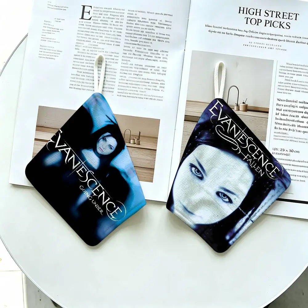 E-Evanescence Band Polyester Cotton Hanging Kitchen Towel, Skin Friendly Hand Wiping Towel for Hotel Cafe Household