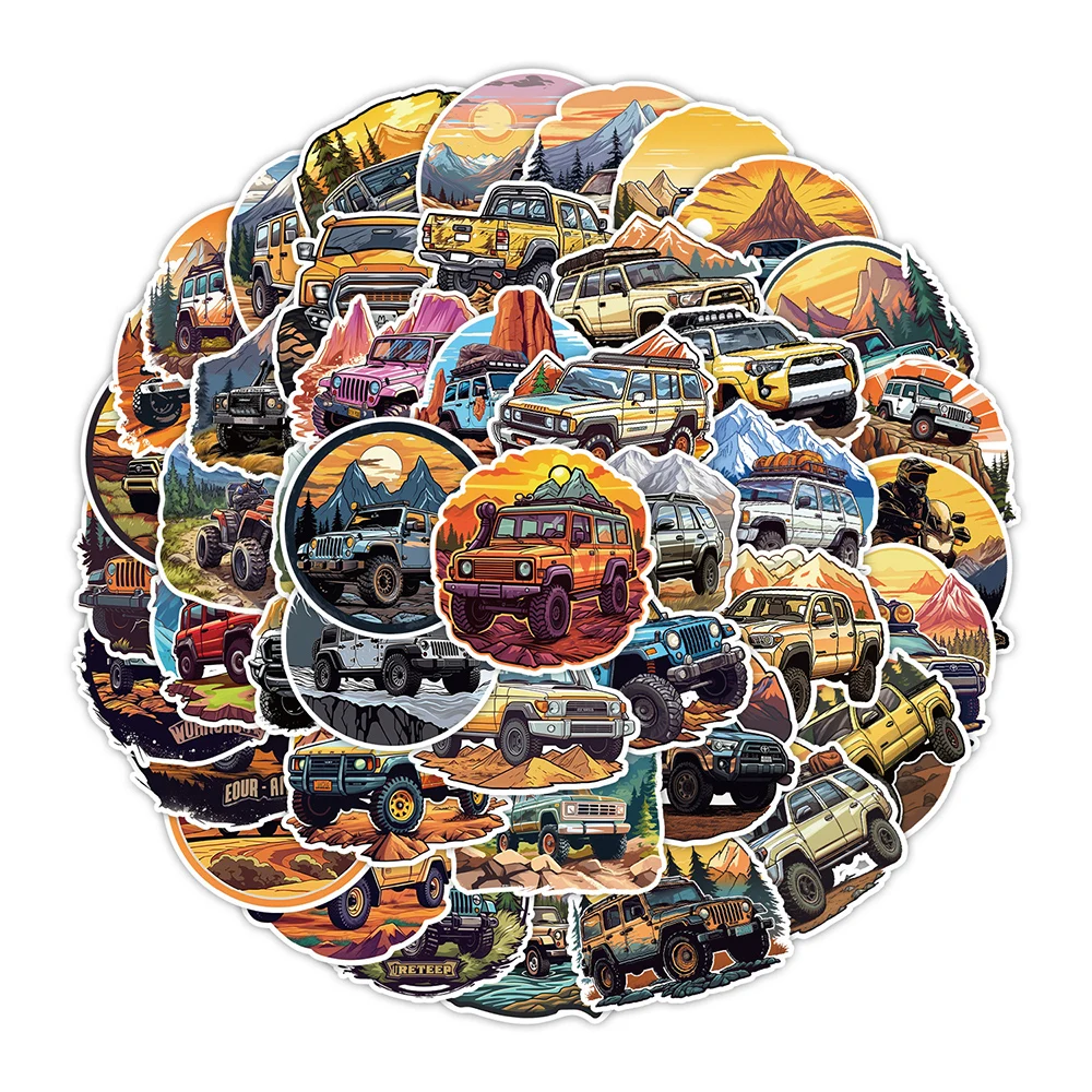 Mountain Biking Cartoon - 10/30/50pcs Mountain Off-Road Vehicle Stickers Waterproof