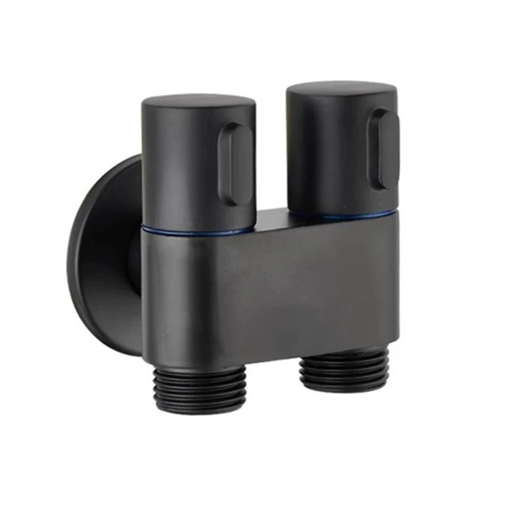 Double Outlet Angle Valve Wall-Mounted Toilet Inlet Valve Bathroom Washing Machine Water Stop Quick Opening Angle Valve Faucet