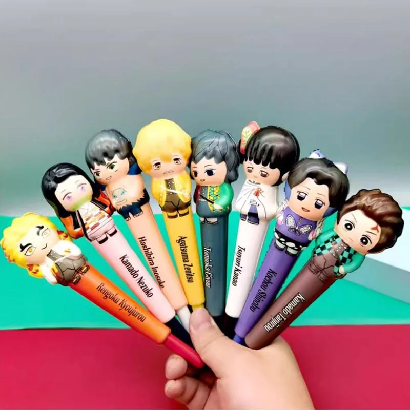 8/16pcs Demon Slayer Decompression Gel Pen Cute 0.5mm Black Ink Neutral Pens Promotional Gift Office School Supplies