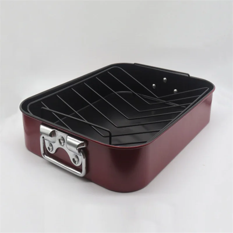 Stainless Steel Baking Pan Tray Roasting Pan With Rack Carbon Steel Turkey Roaster Pan With Handle Cake Bake BBQ Pan Tray Plate