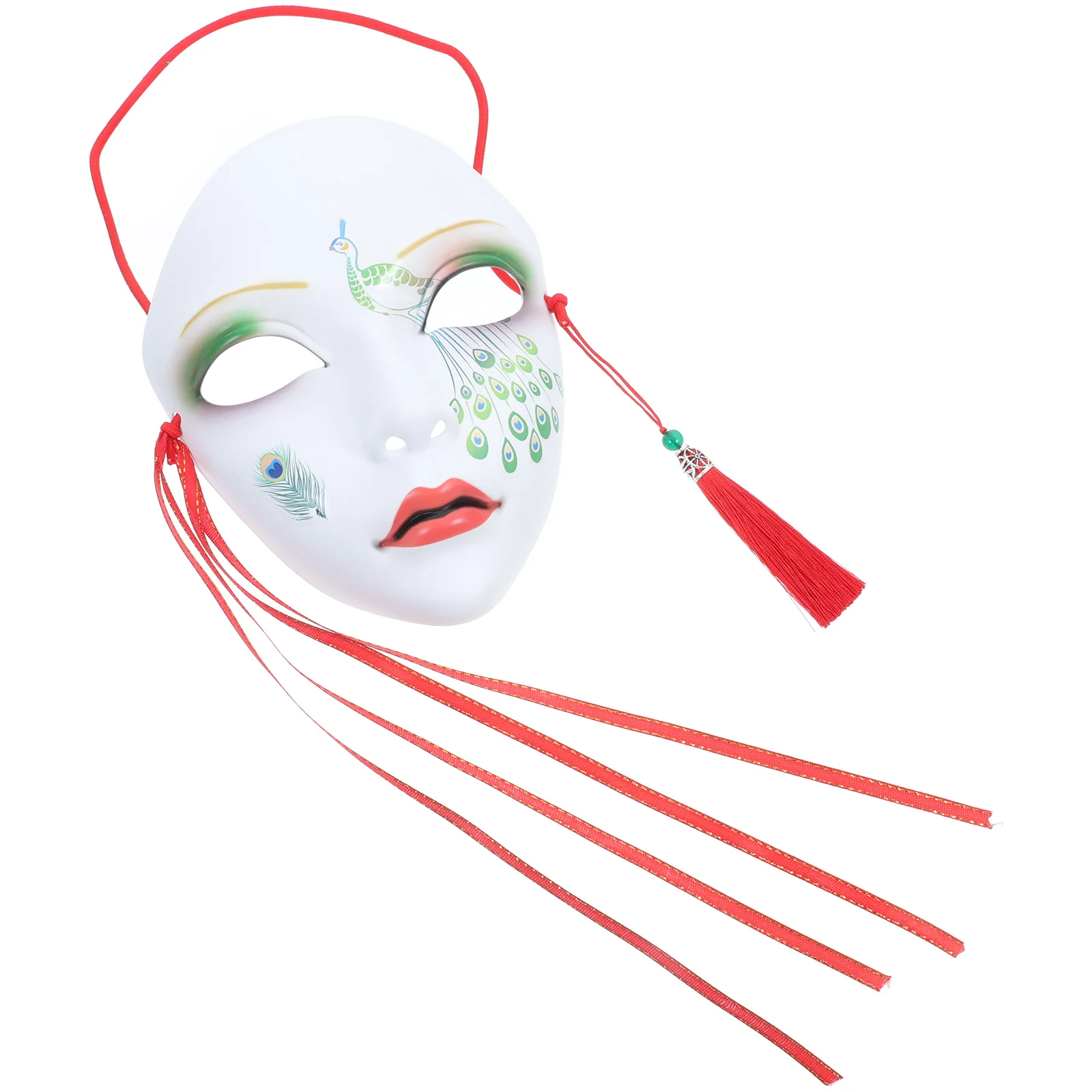 

Full Face Chinese Style Hand Painted Mask Tassel Decorative Party Prop Halloween Masquerade Cosplay Mask Cosplay Masks