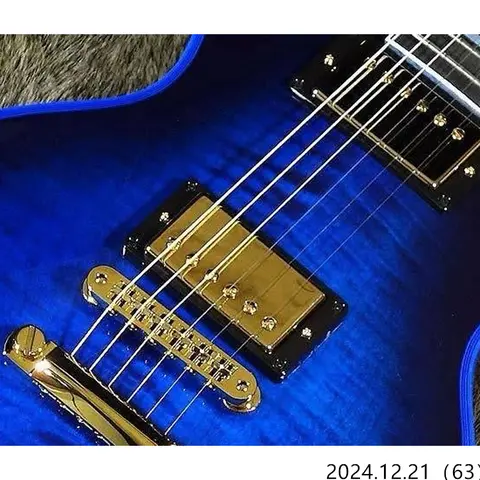 Custom Shop M2M Style Les Paul Custom Electric Guitar with Figured Blue Widow Top and Gold Hardware