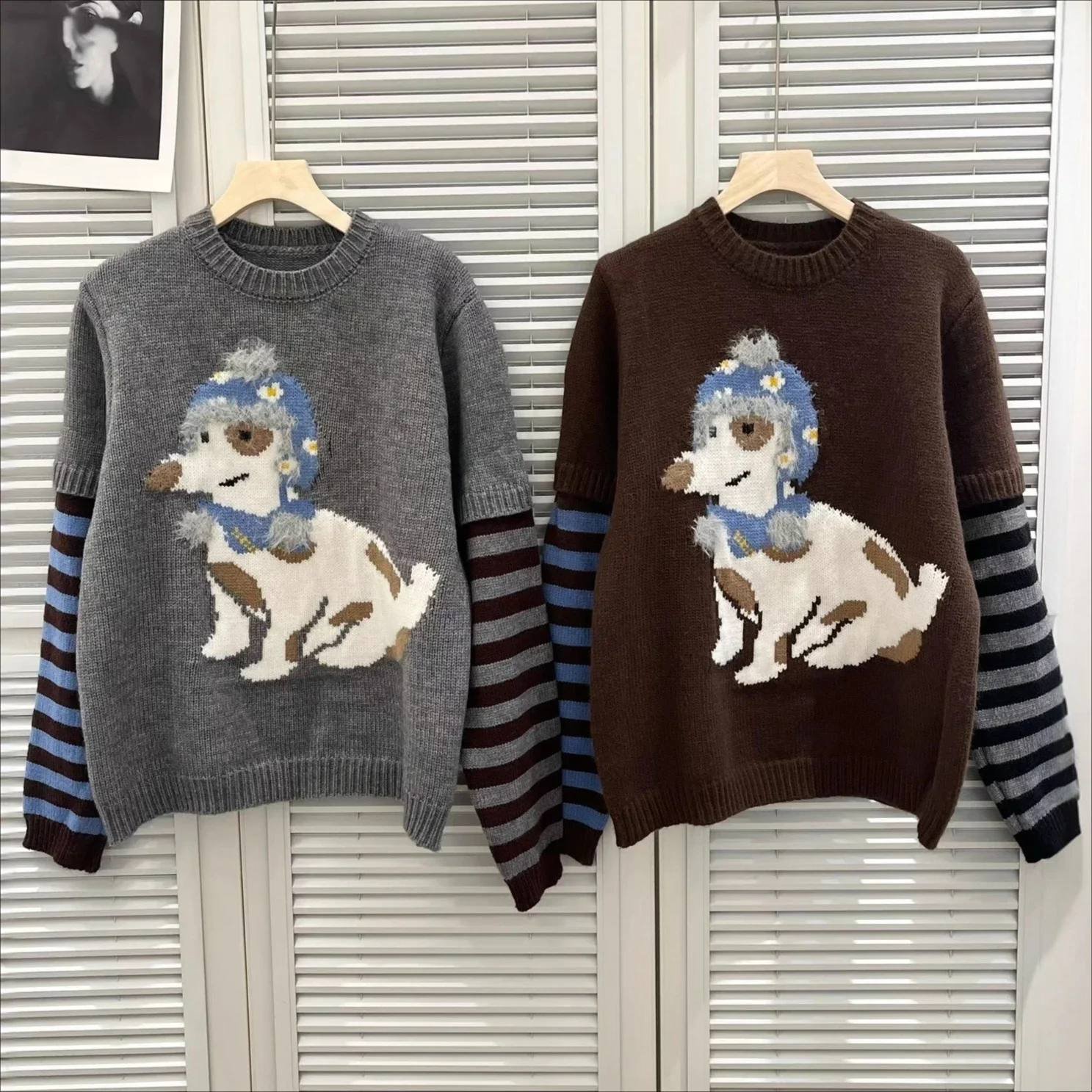 

2025 Autumn Knitted Pullover Sweater Women Striped Jumper Jacquard Round Neck Long Sleeve Slight Strech Loose Casual Office Lady