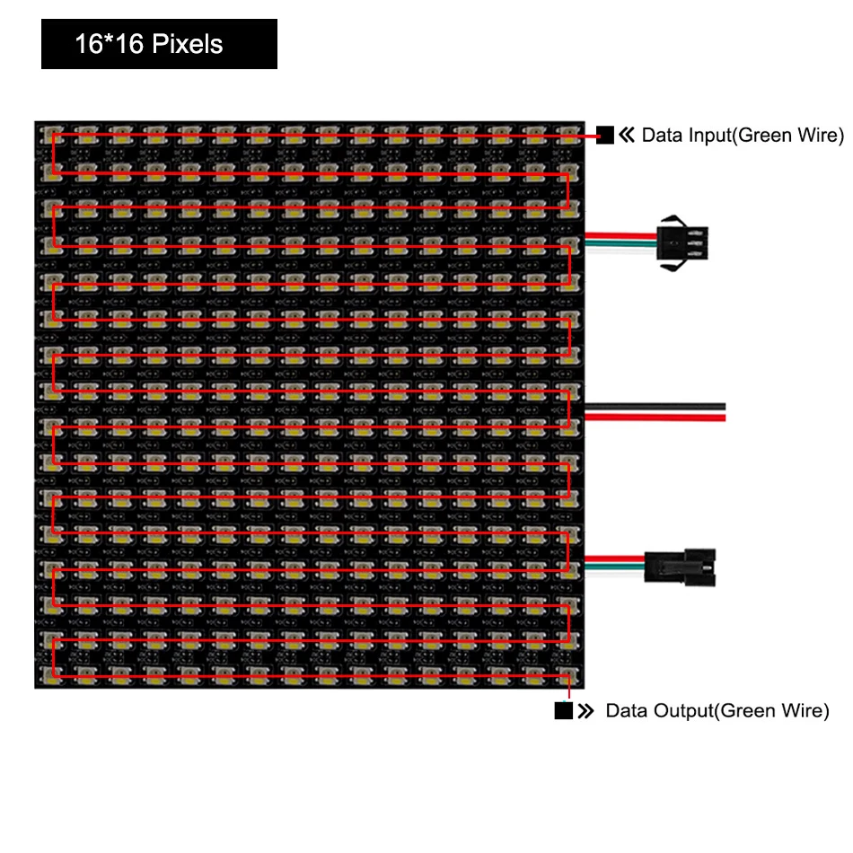 Imagem -04 - Rgbw Led Digital Flexível Individualmente Endereçável Tela do Painel Ws2812 256leds Módulo Inteligente Pixel Dc5v Sk6812 16x16