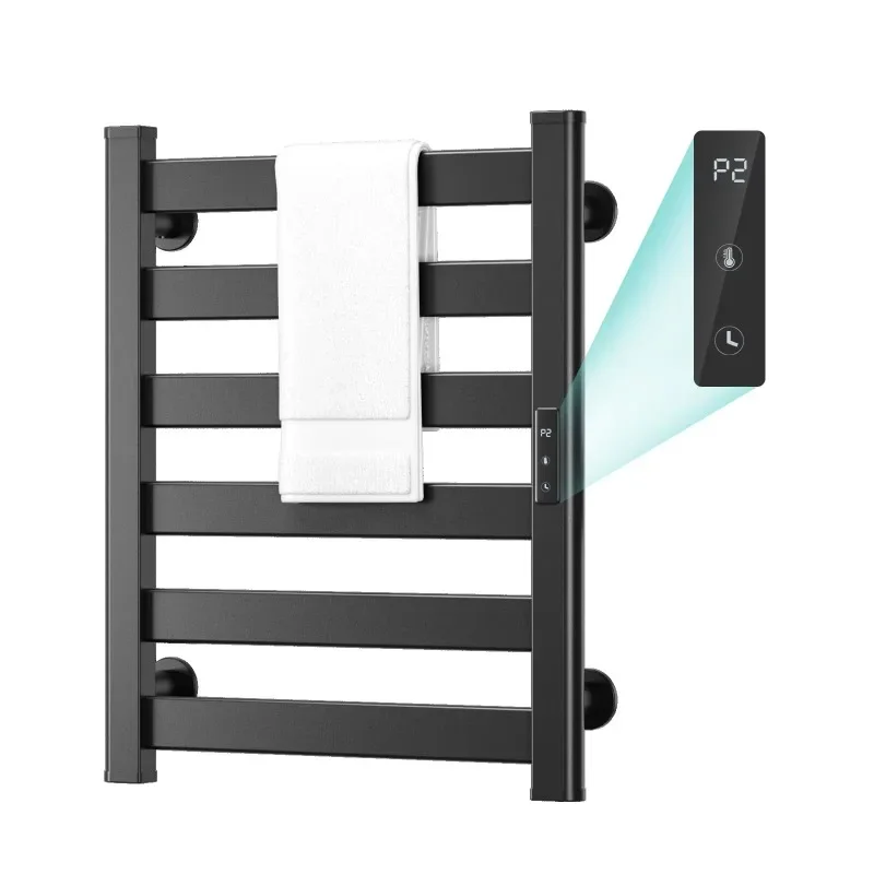 Space Aluminum Wall-mounted Bathroom Towel Warmer / Electric Towel Drying Rack with Timer and Temperature Control