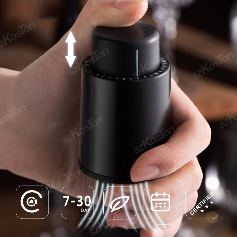 Vacuum Wine Bottle Cap Stopper Push Style Sealed Storage Vacuum Memory Reusable Wine Stopper Barware Wine Cork Bar Tools