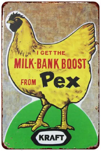 1960s Kraft Pex Chicken Feed Poultry Vintage LOOK reproduction metal sign