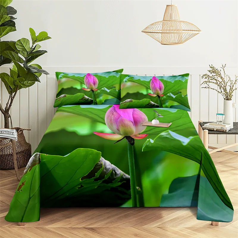 

Plant Flowers Queen Sheet Set Gorgeous Girl，Lady's Room Bedding Set Bed Sheets and Pillowcases Bedding Flat Sheet Bed Sheet Set