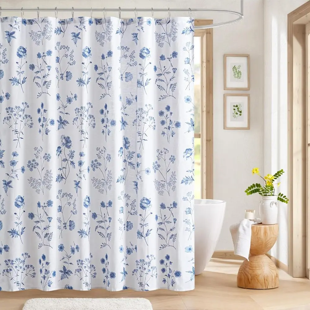 

Martha's Garden Shower Curtain Botanical loral Print Cotton Shower Curtain or Bathroom, Spa Quality ern Shower Curtains Stand Si