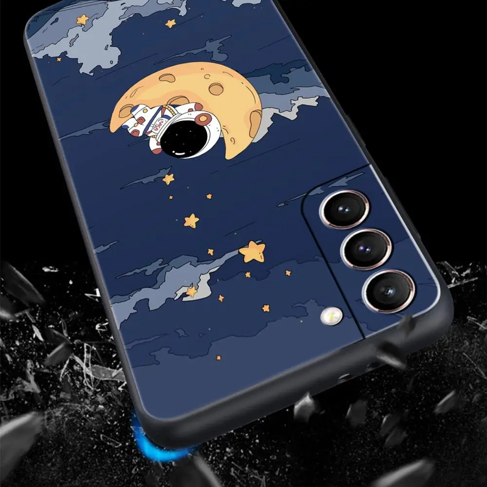 Space Astronaut Cartoon Phone Case For Samsung Galaxy S22 S21 S20 Ultra FE 5G S10E S10 S9 S24 Plus S23 Cover Silicone