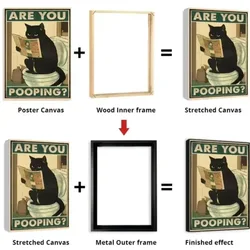 Custom Canvas Prints Poster and DIY Frame Kit Gold Black Metal Aluminum Outer Frame Wooden Inner Frame for Gallery Home Decor