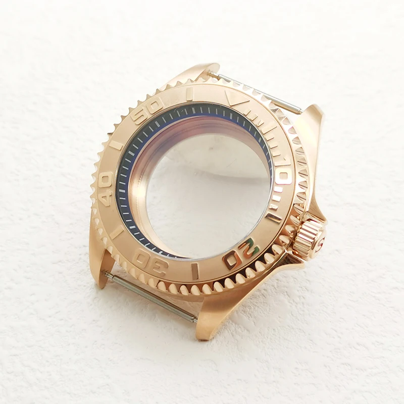 

42mm Rose gold Watch Case Dome Sapphire Glass Fits NH35 NH36 4R 7S Movement 28.5mm Dial With Bezel Insert Watch Cases Refit