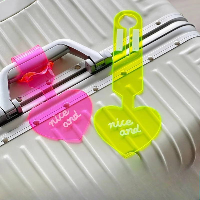 Cute Heart Luggage Tag Soft Transparent Suitcase Name Tag Travel Labels for Men Women Accessories - Detail 1