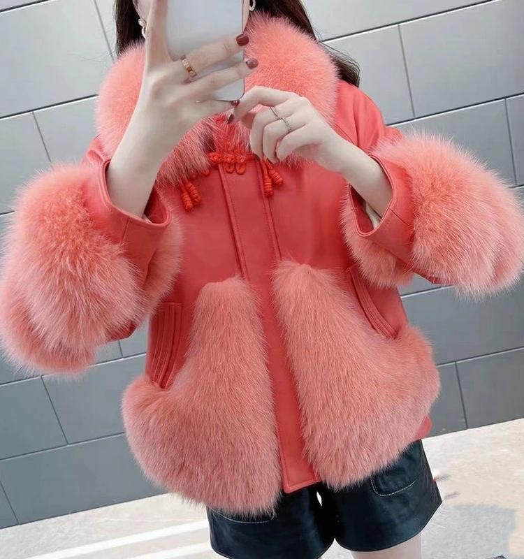 Jackets for Women Winter Fashion Goddess Environmental Protection Fur Coat High-End Washed Leather and Fur Leather Jacket