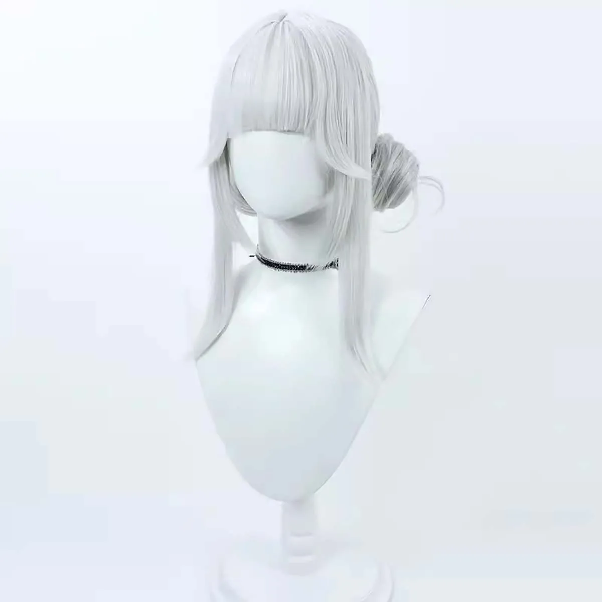 Mulheres jogo blanc coelho branco coelho meninas cosplay prata cinza peruca de cabelo sintético buns