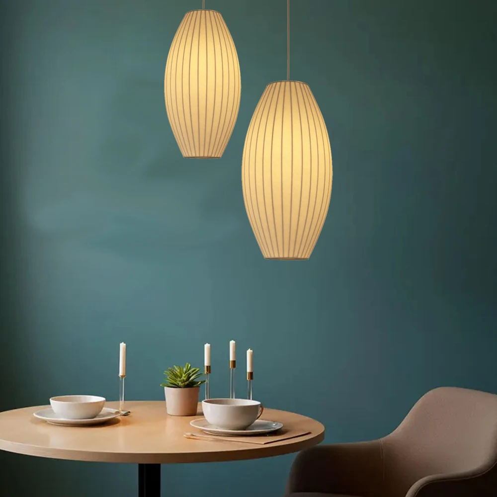 

Modern Silk Chandelier Japandi Pendant Light for Living Room Restaurant Hotel Dining Room Ceiling Hanging Lamp LED Chandeliers